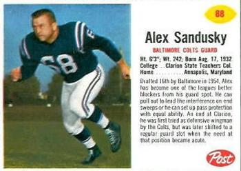 1962 Post Cereal #88 Alex Sandusky Front