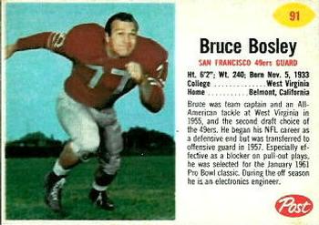 1962 Post Cereal #91 Bruce Bosley Front