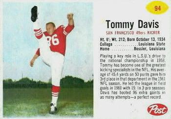 1962 Post Cereal #94 Tommy Davis Front