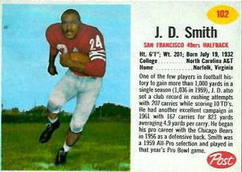 1962 Post Cereal #102 J.D. Smith Front