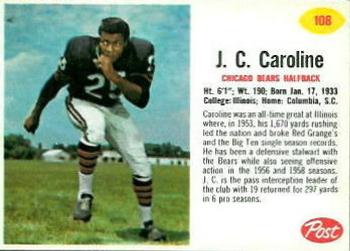 1962 Post Cereal #108 J.C. Caroline Front