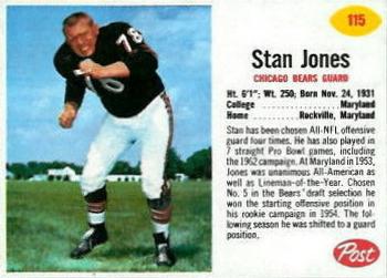 1962 Post Cereal #115 Stan Jones Front