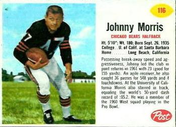 1962 Post Cereal #116 Johnny Morris Front