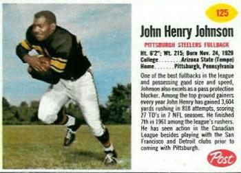 1962 Post Cereal #125 John Henry Johnson Front