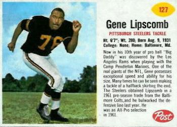 1962 Post Cereal #127 Gene Lipscomb Front