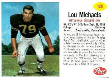 1962 Post Cereal #128 Lou Michaels Front