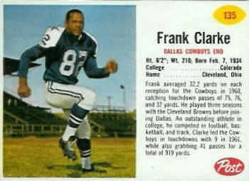 1962 Post Cereal #135 Frank Clarke Front