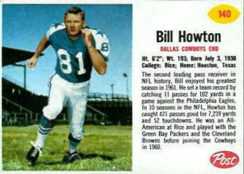 1962 Post Cereal #140 Billy Howton Front