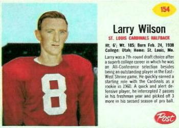 1962 Post Cereal #154 Larry Wilson Front