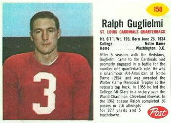 1962 Post Cereal #158 Ralph Guglielmi Front