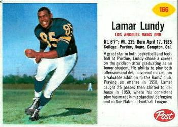 1962 Post Cereal #166 Lamar Lundy Front