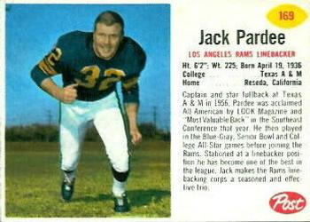 1962 Post Cereal #169 Jack Pardee Front