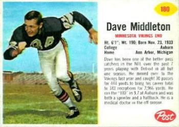 1962 Post Cereal #180 Dave Middleton Front