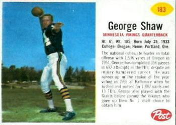 1962 Post Cereal #183 George Shaw Front