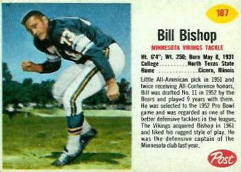 1962 Post Cereal #187 Bill Bishop Front