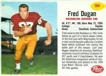 1962 Post Cereal #194 Fred Dugan Front