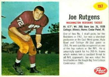 1962 Post Cereal #197 Joe Rutgens Front