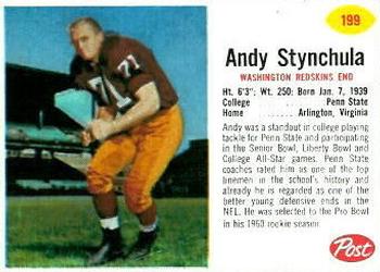 1962 Post Cereal #199 Andy Stynchula Front