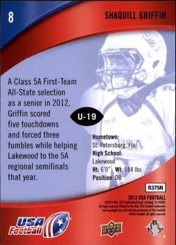2013 Upper Deck USA Football #8 Shaquill Griffin Back
