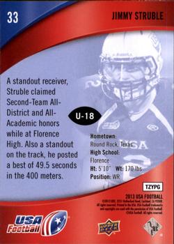 2013 Upper Deck USA Football #33 Jimmy Struble Back