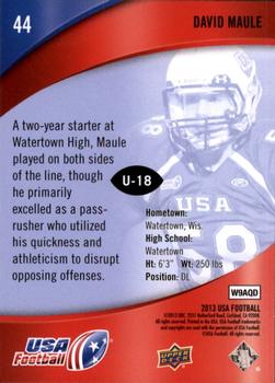 2013 Upper Deck USA Football #44 David Maule Back