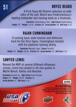 2013 Upper Deck USA Football #51 Bryce Beard / Rajan Cunningham / Sawyer Lemoi Back
