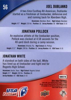 2013 Upper Deck USA Football #56 Joel Dublanko / Jonathan Pollock / Jonathan White Back
