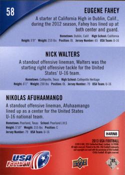 2013 Upper Deck USA Football #58 Eugene Fahey / Nick Walters / Nikolas Afuhaamango Back