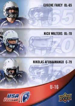 2013 Upper Deck USA Football #58 Eugene Fahey / Nick Walters / Nikolas Afuhaamango Front