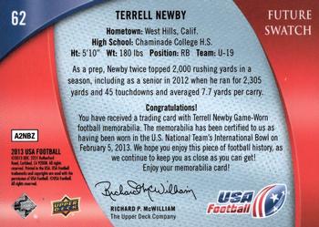 2013 Upper Deck USA Football #62 Terrell Newby Back