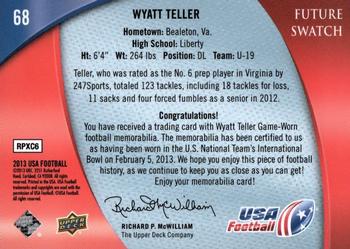 2013 Upper Deck USA Football #68 Wyatt Teller Back