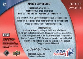 2013 Upper Deck USA Football #84 Marco DelVecchio Back