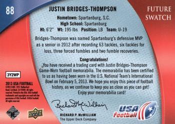 2013 Upper Deck USA Football #88 Justin Bridges-Thompson Back