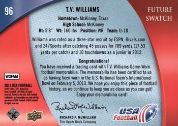 2013 Upper Deck USA Football #96 T.V. Williams Back