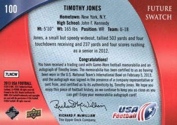 2013 Upper Deck USA Football #100 Timothy Jones Back