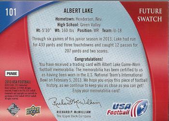 2013 Upper Deck USA Football #101 Albert Lake Back