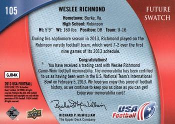 2013 Upper Deck USA Football #105 Weslee Richmond Back