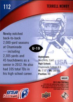 2013 Upper Deck USA Football #112 Terrell Newby Back