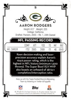 2013 Topps Museum Collection #5 Aaron Rodgers Back