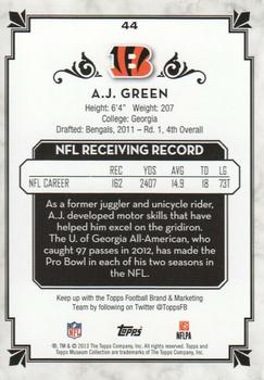 2013 Topps Museum Collection #44 A.J. Green Back