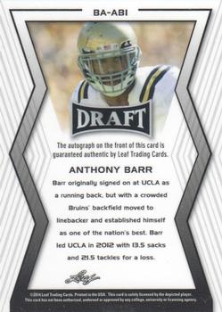 2014 Leaf Metal Draft #BA-AB1 Anthony Barr Back
