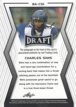 2014 Leaf Metal Draft #BA-CS1 Charles Sims Back