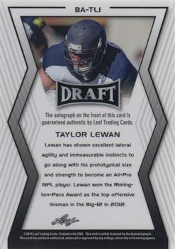 2014 Leaf Metal Draft #BA-TL1 Taylor Lewan Back