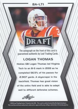 2014 Leaf Metal Draft #BA-LT1 Logan Thomas Back