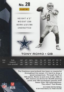 2013 Panini Spectra #28 Tony Romo Back