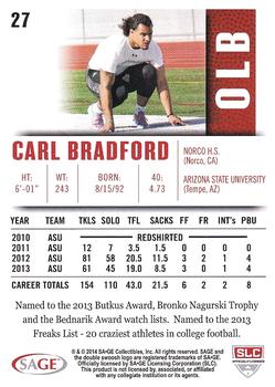 2014 SAGE HIT #27 Carl Bradford Back