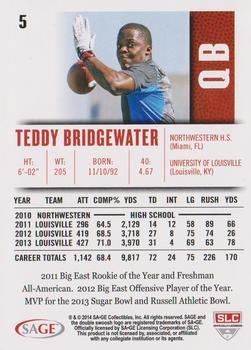 2014 SAGE HIT #5 Teddy Bridgewater Back