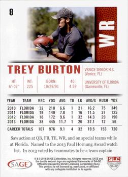 2014 SAGE HIT #8 Trey Burton Back