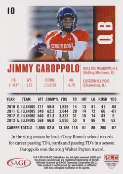2014 SAGE HIT #10 Jimmy Garoppolo Back