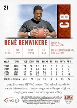 2014 SAGE HIT #21 Bene Benwikere Back